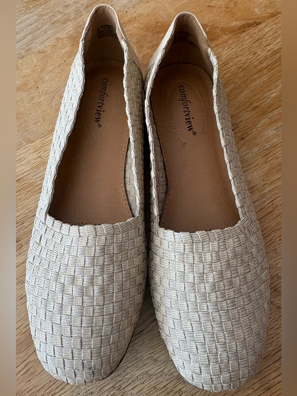 Comfortview Woven Slip-On The Bethany Flats Women's Size 9 Beige